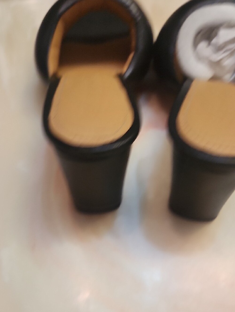 Quinn Padded Black Mule Heels — Women's Slip-On Sandals - Picture 6 of 9